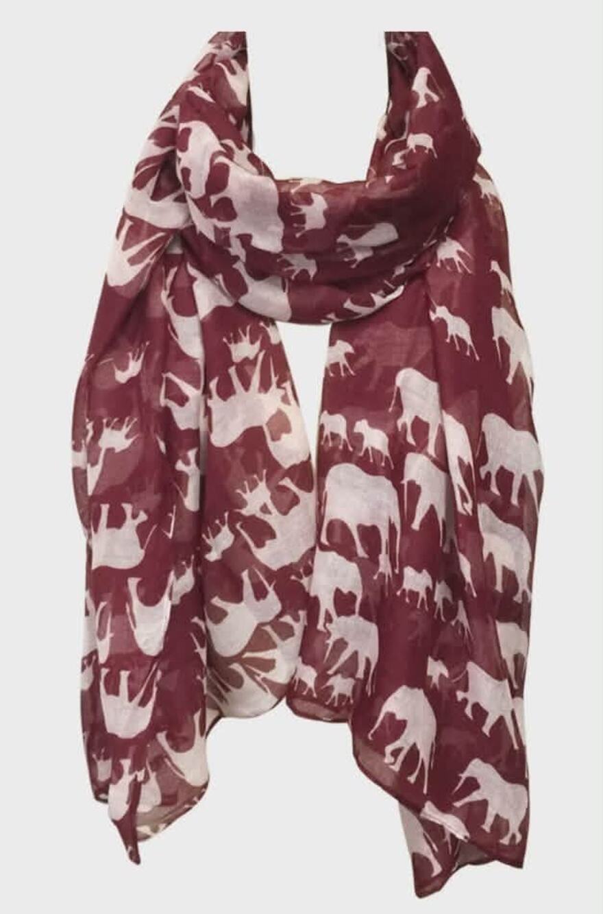 Elephant Maroon Scarf Wraps Shawl Soft Scarves Wrap. Alabama Roll Tide Crimson.